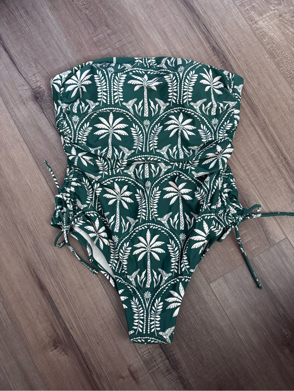 NWOT womens s Green Palm-Print One-Piece Swimsuit